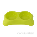 plastic trapezoidal plastic double bowl pet supplies